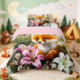 thumbnail image 1 of Erosebridal Fox Twin Comforter Sets for Girls, Pink Lilies Bedding Set, Pink Reversible 2pcs 1 Comforter and 1 Pillowcase, 1 of 6