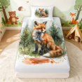 thumbnail image 1 of Erosebridal Fox Twin Fitted Sheet for Boys Girls, Pine Forest Bedding, 2-Piece 1 Fitted Sheet and 1 Pillowcase, 1 of 6