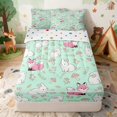 thumbnail image 1 of Erosebridal Fox Zipper Queen Comforter Set with Fitted Sheet and 2 Pillowcases for Girls, Green Bunnies Zipper Bedding Set, Polka Dots Reversible, 1 of 7
