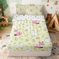 thumbnail image 1 of Erosebridal Fox Zipper Queen Comforter Set with Fitted Sheet and 2 Pillowcases for Girls, Yellow Bunnies Zipper Bedding Set, Polka Dots Reversible, 1 of 7