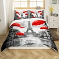 thumbnail image 1 of Erosebridal France Eiffel Tower Duvet Cover Toddler,Red Umbrella Bedding Sets Toddler Size,Paris Decor,Breathable,2Pcs(No Comforter), 1 of 7