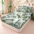 thumbnail image 1 of Erosebridal Fresh Jungle Leaf Print Zipper Twin Comforter Sets with Fitted Sheet and 2 Pillowcases,Palm Banana Frond Zipper Bedding Set,Sage Cream,4-Piece,Grey Reversible, 1 of 6