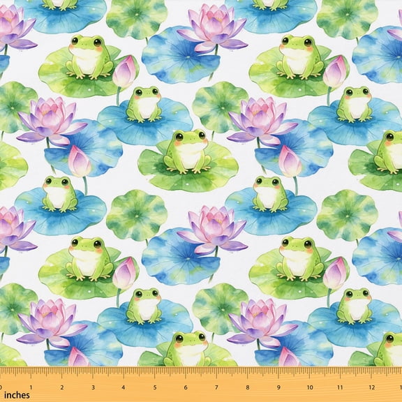 Erosebridal Frog Motif Fabric by the Yard 1 Yard Amphibian Print Home Decor Fabric by the Yard, Dark Mint Green