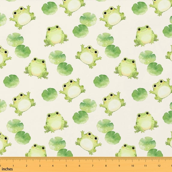 Erosebridal Frog Print Fabric by the Yard 10 Yards Toad Pattern Home Decor Fabric by the Yard, Mint Green