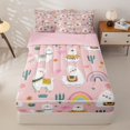 thumbnail image 1 of Erosebridal Funny Alpaca Zipper Queen Comforter Set with Fitted Sheet and 2 Pillowcases for Girls, Cartoon Flower Rainbow Zipper Bedding Set, Pink Reversible, 1 of 3