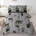 thumbnail image 1 of Erosebridal Funny Black Cat Bedding Sets Queen Size, Grey Geometric Blocks Comforter Sets with Sheets, Kitten Home Decor, Super Cozy 7 Pieces, 1 of 5