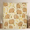 thumbnail image 1 of Erosebridal Funny Capybara Blackout Curtains Set of 2 (52x84 Each) for Kid, Yellow Floral Window Curtains, 1 of 6