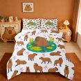 thumbnail image 1 of Erosebridal Funny Capybara Full Size Comforter Sets,Cartoon Ribbon Bows Bedding Sets For Girls Kids Reversible 3pcs, 1 of 7
