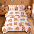 thumbnail image 1 of Erosebridal Funny Capybara Pattern 7-Piece Twin Bedding Sets,Hawaii Summer Holiday Bedding Comforter Set For Kids Girls ,Reversible Pink, 1 of 7