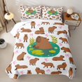 thumbnail image 1 of Erosebridal Funny Capybara Quilt King,Cartoon Ribbon Bows King Coverlet Set For Girls Kids,3 Pieces, 1 of 7