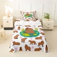 thumbnail image 1 of Erosebridal Funny Capybara Twin Sheet Sets,Cartoon Ribbon Bows Bedding For Girls Kids 3 Pieces, 1 of 6