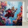 thumbnail image 1 of Erosebridal Funny Diving Dog Bathroom Curtain 72x78, Cute Pet Animal Bathroom Decor, Botanical Coral Home Decoration Waterproof, 1 of 5