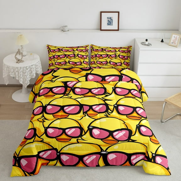 Erosebridal Funny Duck Comforter Sets Twin Size, Cartoon Animal Comforters & Duvets, Farmhouse Decor, 2pcs