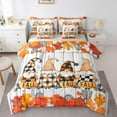 thumbnail image 1 of Erosebridal Funny Gnome Bed in a Bag Full Size,Retro Rustic Wooden Stripes Bed Set,Autumn Punpink Maple Leaves Bedding Full Size For Girls Boys,Super Cozy Room Decor Reversible,7 Pieces, 1 of 7