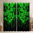 thumbnail image 1 of Erosebridal Futuristic Cubes Curtains for Living Room,Black Green 30%-50% Blackout Curtains Set of 2 (38x45),Geometric Plaid Curtains and Drapes (38x45),Teenager Bedroom Decor, 1 of 6