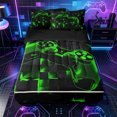 thumbnail image 1 of Erosebridal Futuristic Game Controller Zipper Twin Comforter Sets with Fitted Sheet and 2 Pillowcases,3 D Cube Block Zipper Bedding Set,Green Black,Black Reversible, 1 of 6