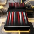 thumbnail image 1 of Erosebridal Futuristic Sleek Vertical Stripe Pattern Zipper Queen Comforter Set with Fitted Sheet and 2 Pillowcases,Gradient Line Print Zipper Bedding Set,Red Silver Black,Black Reversible, 1 of 6