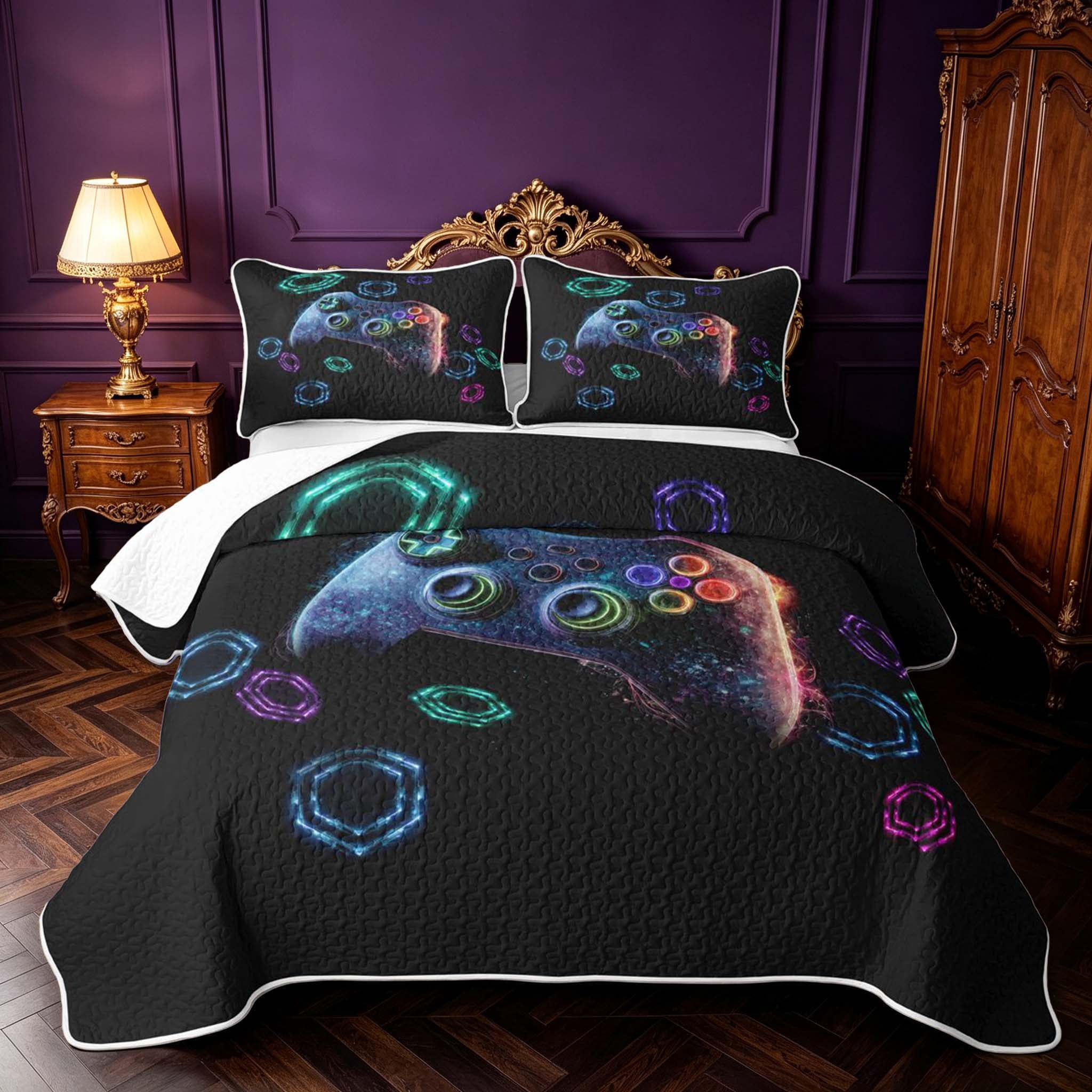 Starry Galaxy Roses Erosebridal Galaxy Electric Neon Gaming Pad Bed Spread Queen,Starry ...