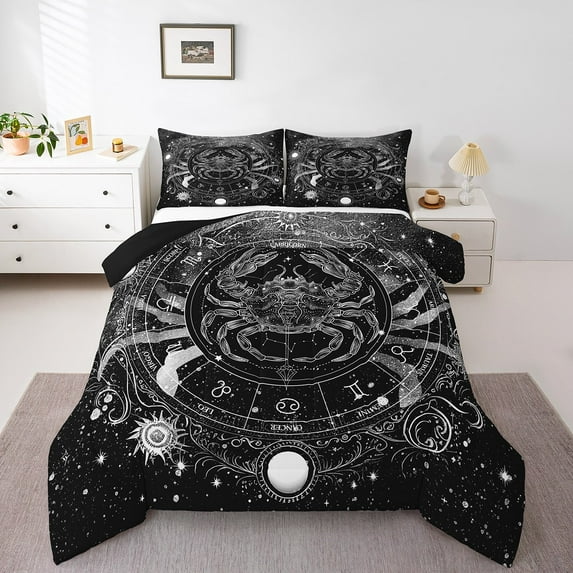Erosebridal Galaxy Horoscope Bedding King Comforter Set,Universe Cosmos Comforters & Duvets,Starry Sky Comforter Sets King Size,Lightweight Psychedelic Room Decor,Reversible,3pcs