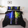 thumbnail image 1 of Erosebridal Galaxy Lightsaber Bedding Sets with Comforter, Blue Orange Duvet Insert, Watercolor Print Decor, Reversible, 1 of 7