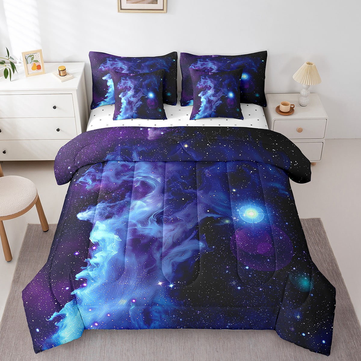 Erosebridal Galaxy Nebula Bedding Sets Queen Size,Purple Outer Space ...