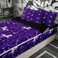 thumbnail image 1 of Erosebridal Galaxy Rainbow Unicorn Zipper Twin Comforter Sets with Fitted Sheet and 2 Pillowcases for Girls, Purple Planet Star Print Zipper Bedding Set, Black Reversible, 4 Pieces, 1 of 7