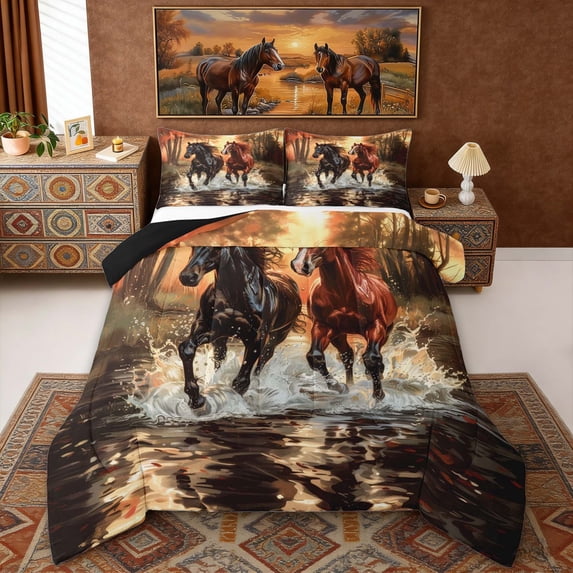 Erosebridal Galloping Horse Full Size Comforter Sets, Jungle Tree Bedding Sets