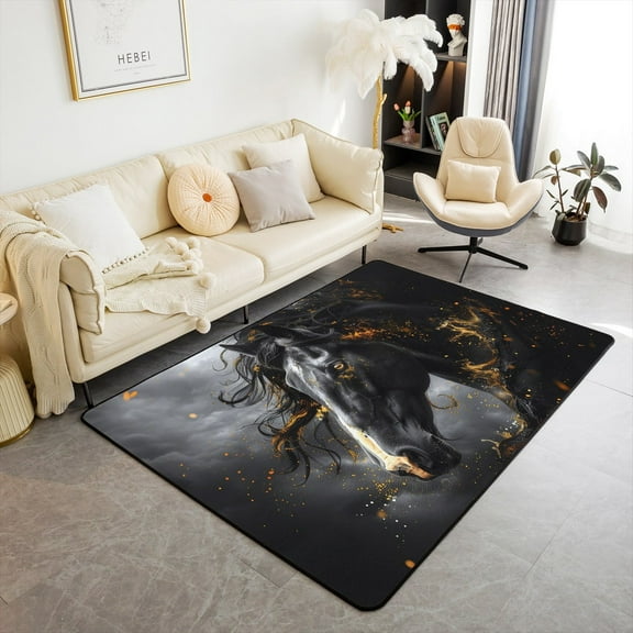 Erosebridal Galloping Horse Rugs For Bedroom 6'6" x 4'11", Farmhouse Animal Living Room Rug, Non Slip