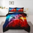 thumbnail image 1 of Erosebridal Game Controller Bedding Sets Twin with Comforter, Honeycomb Geometry Bedding Twin Comforter Set, 3D Gamepad Reversible Duvet Insert, Microfiber Bedroom Decor, 2pcs, 1 of 7