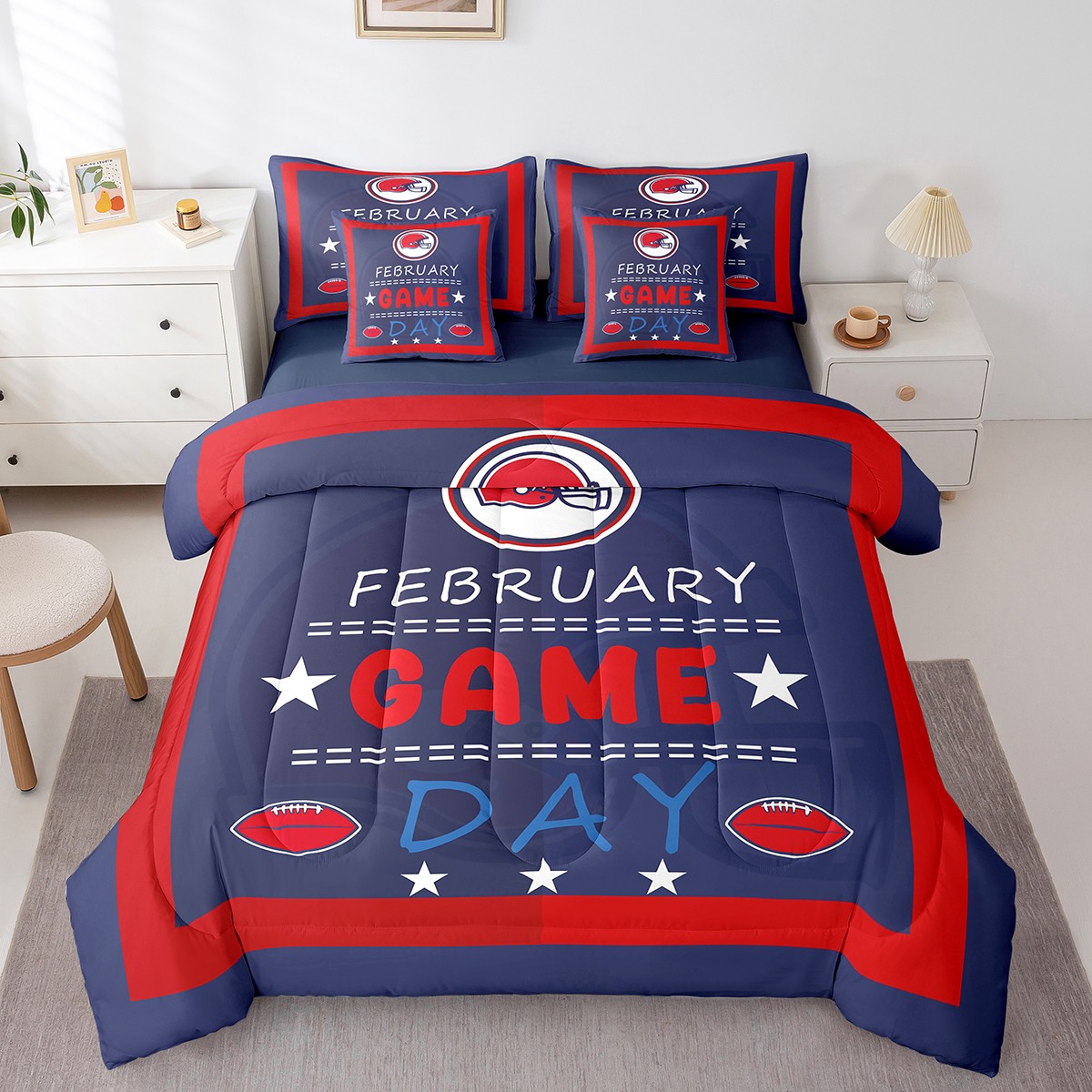 Erosebridal Game Day American Football 7 Piece Bedding Set Twin Size ...