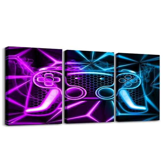 Erosebridal Game Gamepad Paintings Wall Decor Bedroom, Modern Geometry Wall Hanging Decor Kitchen, Gamer Gaming Wall Decor for Living Room Set, Stylish Bedroom Decor
