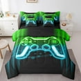 thumbnail image 1 of Erosebridal Game Gaming Bedding King Size,Blue Green Ombre Gamepad Bed Set,Modern Abstract Geometical Bedding Sets King Size,Lightweight Bedroom Decorative Reversible,7pcs, 1 of 7