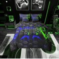 thumbnail image 1 of Erosebridal Gamepad Bedding King Size, Gradient Neon Geometric Bed Set, Blue Green Reversible Bedding Sets King Size, Super Cozy Room Decoration, 7-Piece, 1 of 6