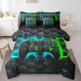 thumbnail image 1 of Erosebridal Gamepad Bedding Sets Twin Size for Teens, Stripe Geometry Comforter Sets with Sheets, Teens Adult Reversible Bedding Twin Size, Microfiber Bedroom Decor, 7pcs, 1 of 5