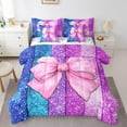 thumbnail image 1 of Erosebridal Pink Bow Bedding Sets Twin Size,Geometric Stripes Comforter Sets with Sheets,Lightweight Reversible Bed in a Bag Twin size,Bling Room Decorative,7pcs, 1 of 6
