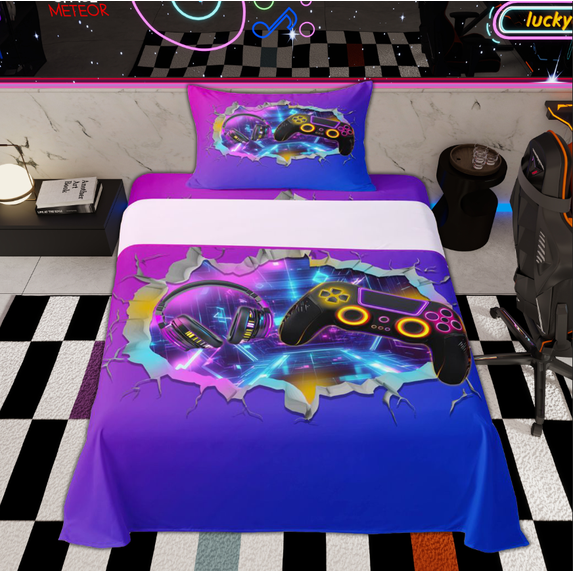 Erosebridal Gamepad Twin Sheet Sets for Boys, Video Game Console Bedding, 3-Piece
