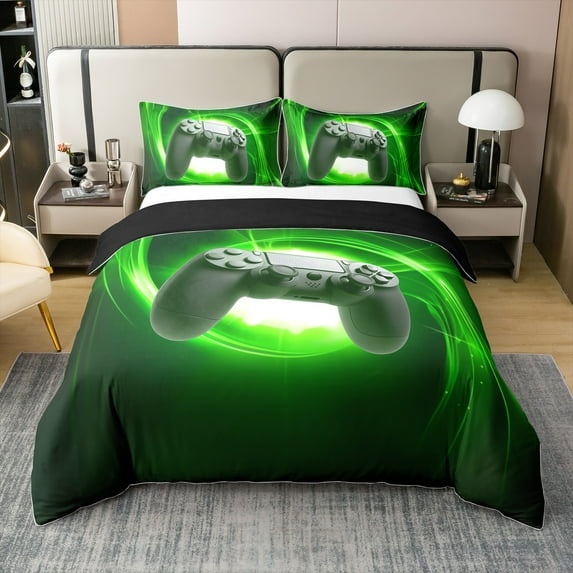 Erosebridal Gamer 100% Cotton Comforter Cover Full,Video Gaming Bedding Full Size,Gradient Bedroom Decor,Reversible,Lightweight,3-Piece(No Comforter)