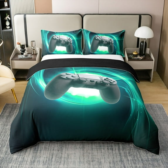 Erosebridal Gamer 100% Cotton Comforter Cover Full,Video Gaming Bedding Full Size,Gradient Bedroom Decor,Reversible,Lightweight,3-Piece(No Comforter)