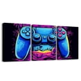 thumbnail image 1 of Erosebridal Gamer 3 Piece Canvas Wall Art 12"x16"x3pcs Gaming Office Wall Decorations Artwork Posters Modern Game Console Controller Bathroom Wall Art Joystick Room Decor Purple Blue, 1 of 5