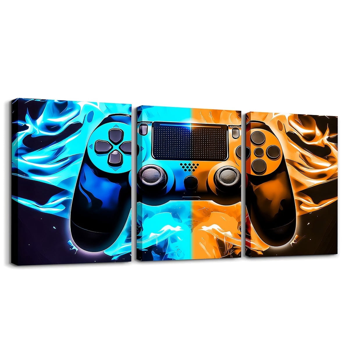 Erosebridal Gamer 3 Piece Canvas Wall Art 12"x16"x3pcs Gaming Office Wall Decorations Artwork Posters Modern Game Console Controller Bathroom Wall Art Joystick Room Decor Blue Orange