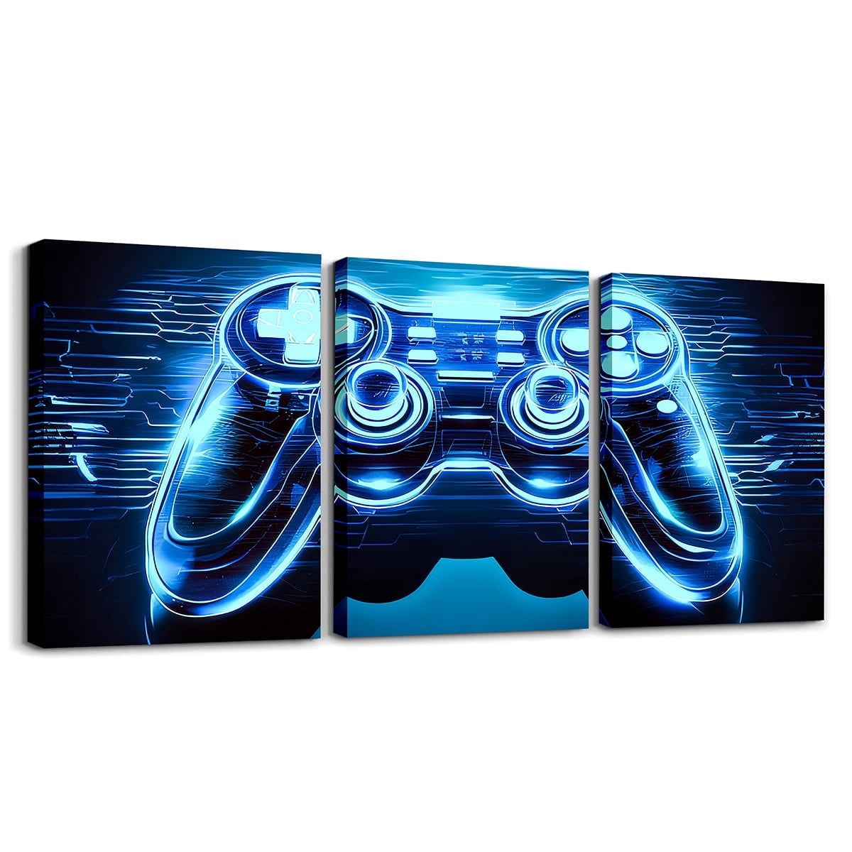 Erosebridal Gamer 3 Piece Canvas Wall Art for Living Room Bedroom 12"x16"x3pcs Gaming Office Wall Decorations Artwork Posters Modern Game Console Controller Bathroom Decor Blue Black