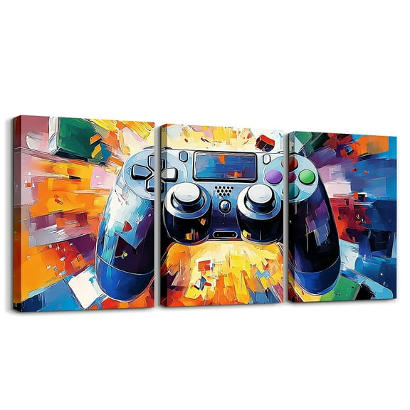 Erosebridal Gamer 3 Piece Canvas Wall Art for Living Room Bedroom 12"x16"x3pcs Gaming Office Wall Decorations Artwork Posters Modern Game Console Controller Bathroom Decor Multiful
