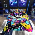 thumbnail image 1 of Erosebridal Gamer Comforter Set Queen Size Gaming Comforter Teens Modern Game Console Controller Bedding Set Joystick Room Decor Black Yellow Quilt Set, 1 of 7