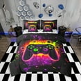 thumbnail image 1 of Erosebridal Gamer Comforter Set with Sheets Twin Size Gaming Bed in a Bag Set Teens Modern Game Console Controller 7 Pieces Bedding Set Joystick Room Decor Black Purple, 1 of 6