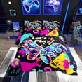 thumbnail image 1 of Erosebridal Gamer Comforter Set Twin Size Gaming Comforter Teens Modern Game Console Controller Bedding Set Joystick Room Decor Pink Blue Quilt Set, 1 of 7