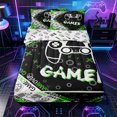 thumbnail image 1 of Erosebridal Gamer Controller Pattern Zipper Twin Comforter Sets with Fitted Sheet and 2 Pillowcases,Game Text Print Zipper Bedding Set,Lime Green Black White,Reversible, 1 of 3