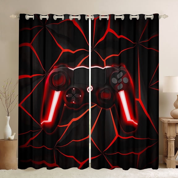 Erosebridal Gamer Curtains Teens 42Wx63L Gaming Controller 30%-50% Blackout Curtains Gaming Gifts Curtains & Drapes (42Wx63L,Red)