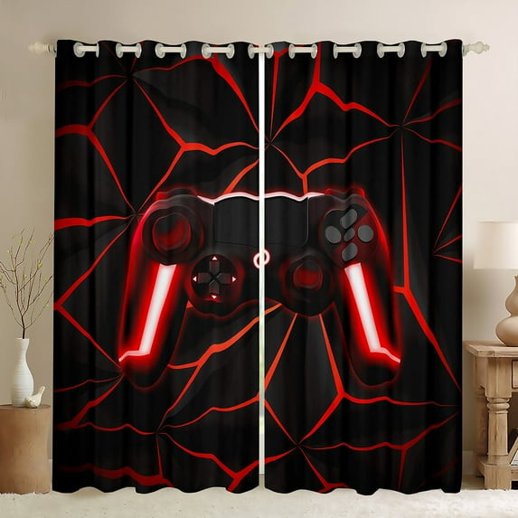 Erosebridal Gamer Curtains Teens 42Wx63L Gaming Controller 30%-50% Blackout Curtains Gaming Gifts Curtains & Drapes (42Wx63L,Red)