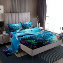 Erosebridal Animal Dolphin Sheet Set Twin,Underwater World Bedding Sets Twin Size,Ocean Decoration,Breathable,3pcs