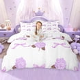 thumbnail image 1 of Erosebridal Garden Hydrandrea Flower Queen Duvet Cover Set for Girls, Kawaii Purple Bow-Tie Bedding, Reversible 3 Pieces, 1 Duvet Cover and 2 Pillowcases, No Comforter, 1 of 6